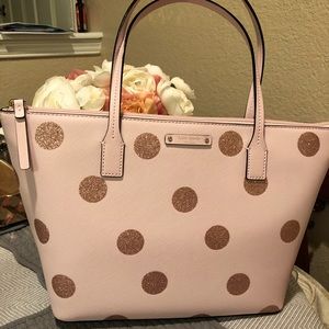 Kate Spade soft pink purse with gold glitter